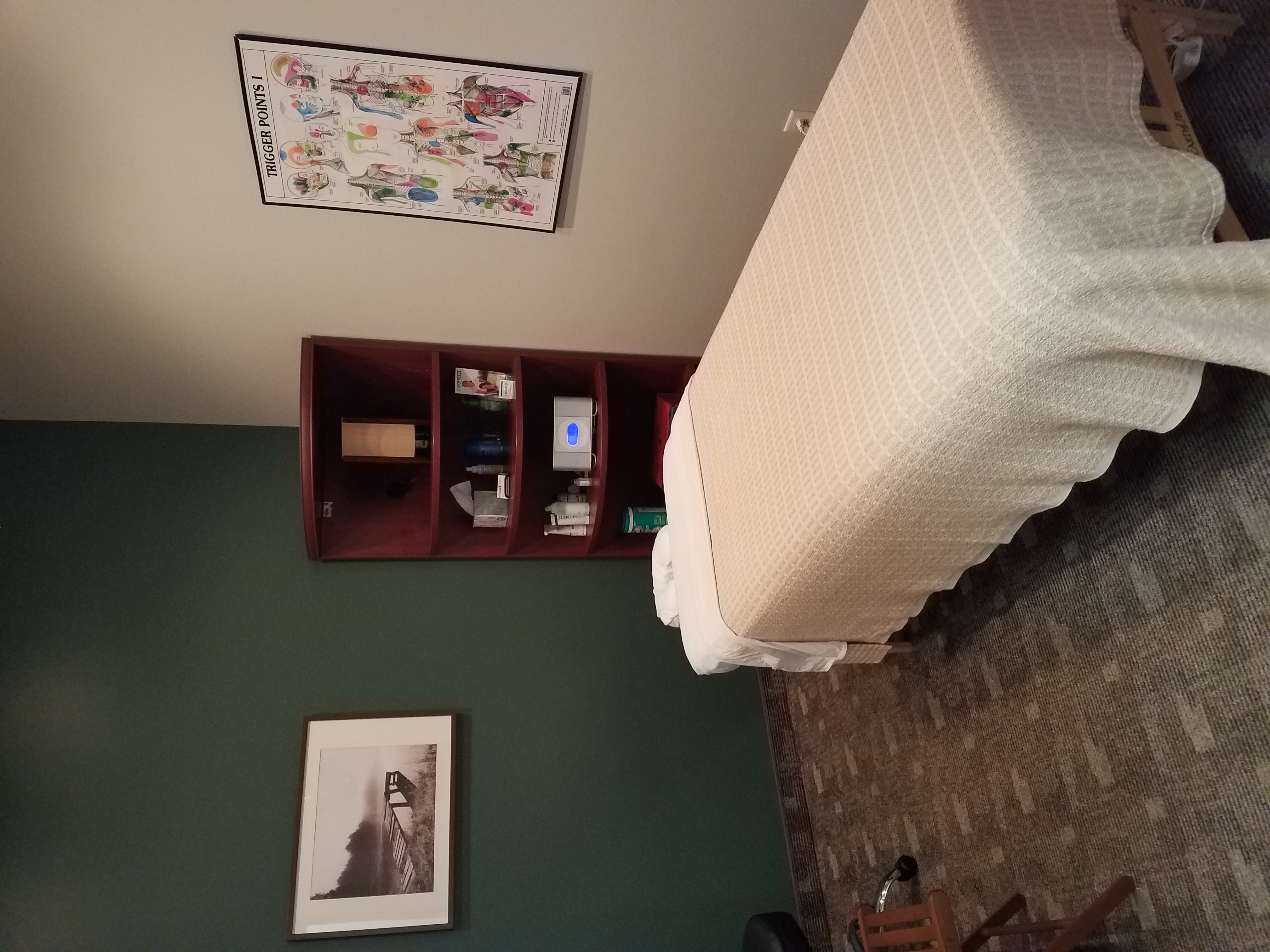 Massage therapy room at Canterbury Chiropractic
